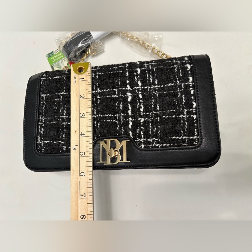 Badgley Mischka Black and White Tweed Crossbody Bag,NWT - Picture 11 of 12
